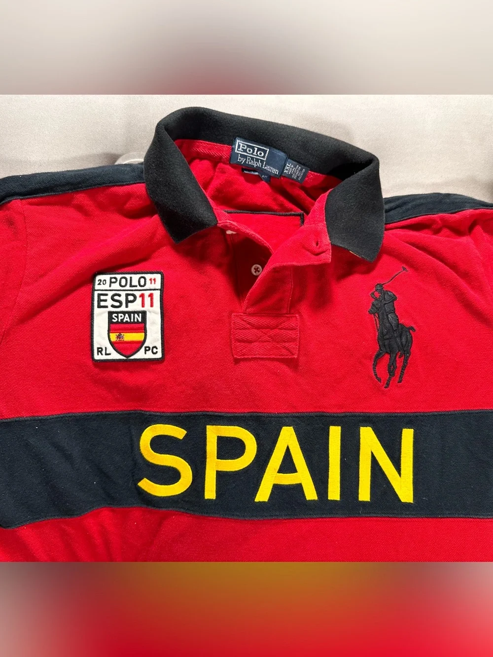 Polo Ralph Lauren Red Spain Big Pony Retro Chief Keef Rare 2XL RARE #10 HTF